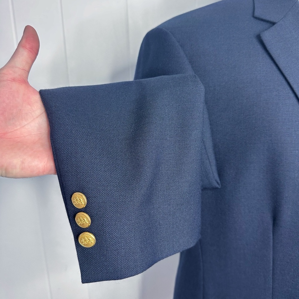 Vintage Stafford Navy Hopsack Gold Button Blazer - Picture 7 of 11